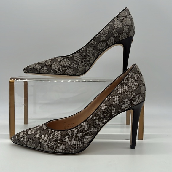 Coach Skyler Monogram Jacquard Pumps Oak Maple - Picture 2 of 16